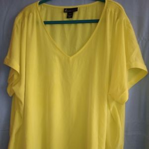 Lane Bryant neon yellow, v- neck, short sleeve top